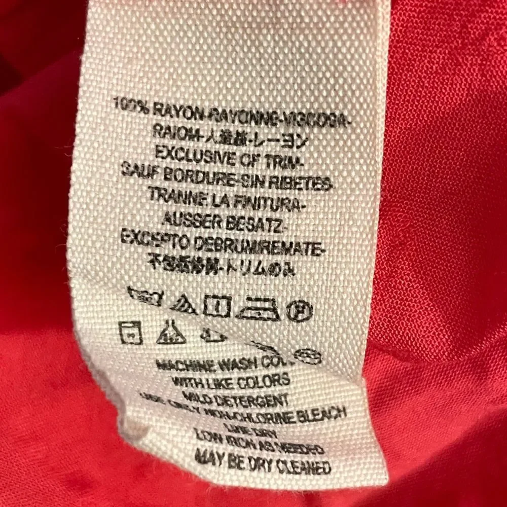 Free People Red Swiss Dot Embroidered Crotchet Trim Blouse Size Medium